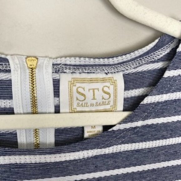 Sail to Sable Nautical Shift Dress Striped Womens Medium Preppy Short Sleeves - Picture 4 of 7